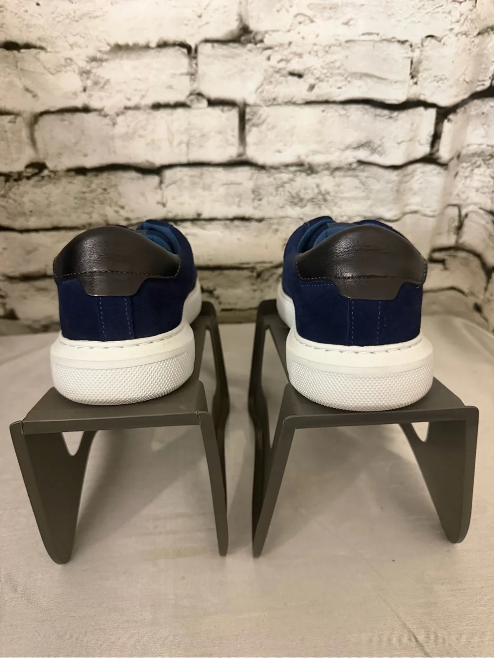 Italian Men's Navy Suede Low-Top Sneakers - G Brown